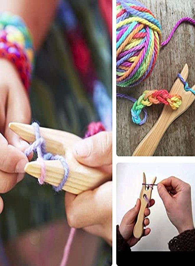 جيرن مجموعة شوكة حياكة خشبية من جيرن® مع إبرة ذات ثقب كبير، أداة حياكة يدوية لصنع الأساور والضفائر - Image 5